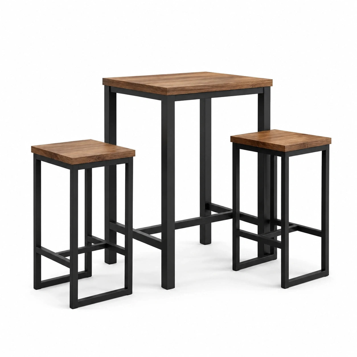 Bar-Set quadratisch Holz Metallgestell 60x60x90 cm