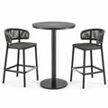 Bartisch-Set rund schwarz Metall Seil Tischhöhe 100cm Tischdurchmesser 60cm