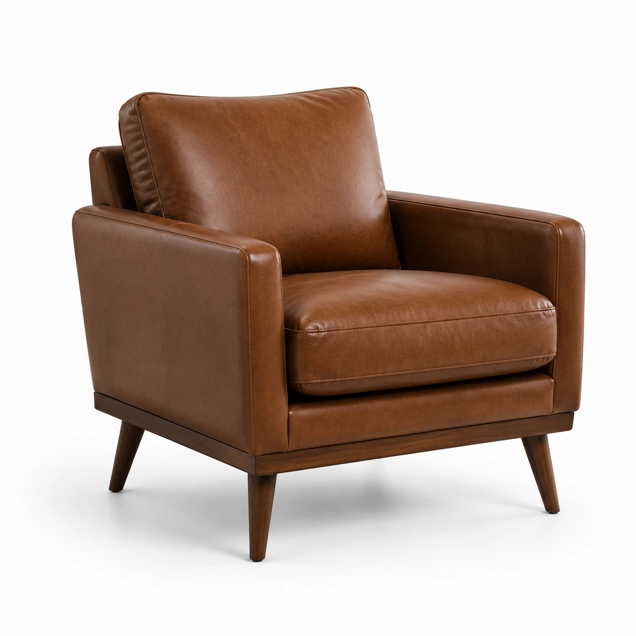 Ledersessel aus PU-Leder mit Holzrahmen, Braun