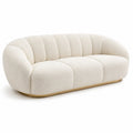 Beiges Sofa aus Bouclé-Stoff mit Eichenbasis 230 cm