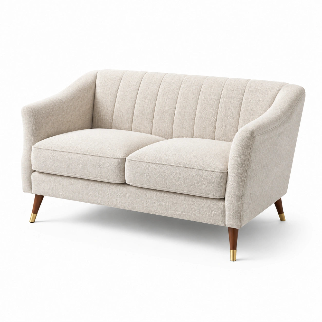 2-Sitzer Sofa Stoff Beige mit Holzbeinen 150x85x75 cm