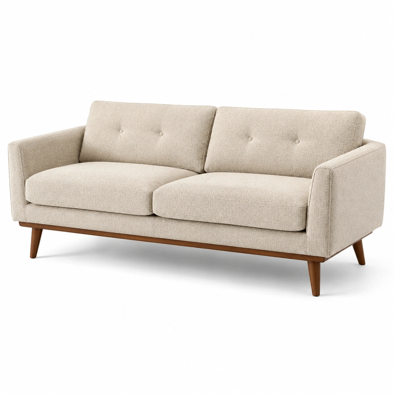 2-Sitzer Sofa Beige Polyester Holz 200cm