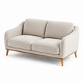 2-Sitzer Sofa Bouclé Stoff mit Holzfüßen