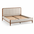 Doppelbett Massivholz und Stoff Beige 200x160cm