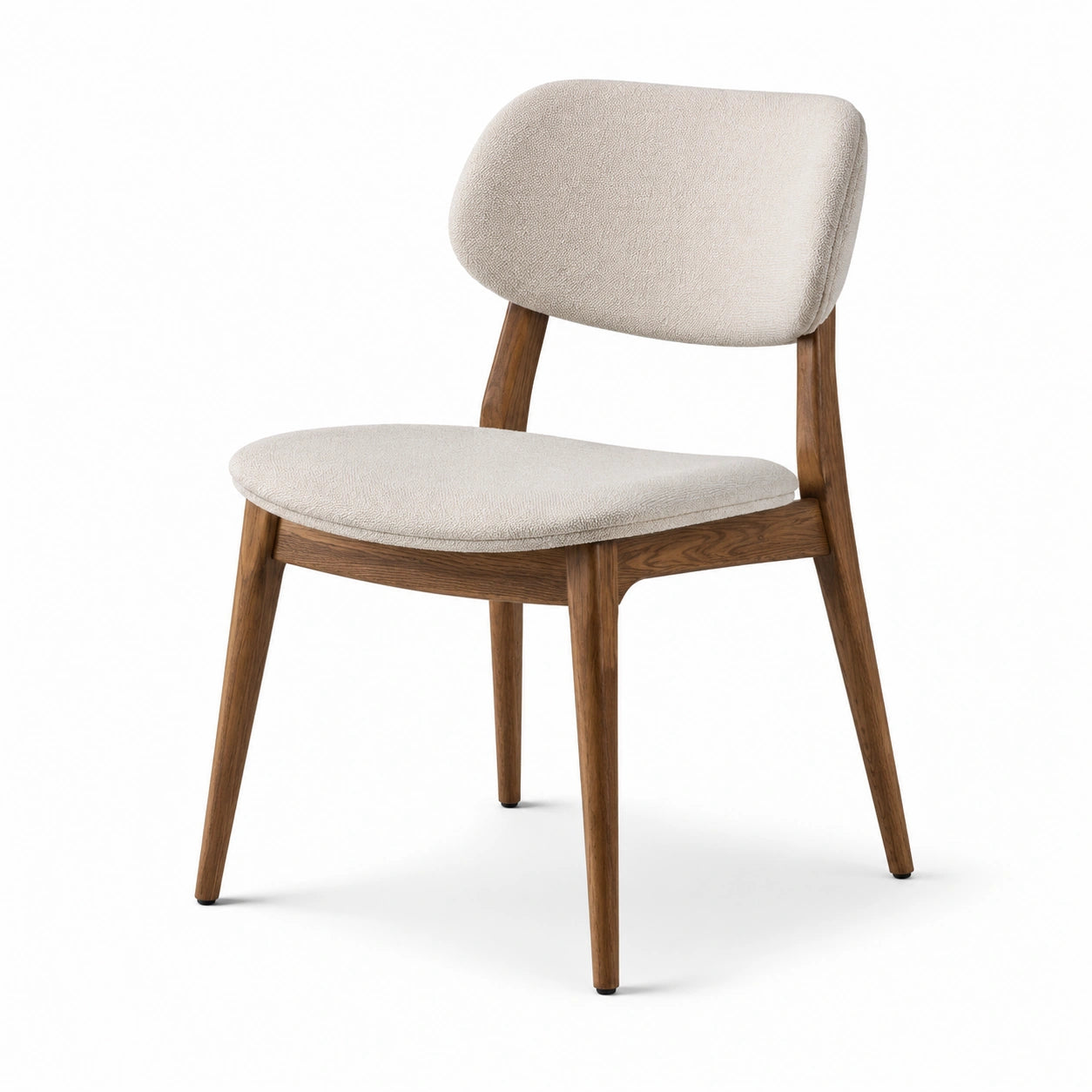 Esszimmerstuhl aus Holz mit Stoffbezug in Beige