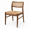 Esszimmerstuhl Walnussholz und Geflochtenes Rattan Beige