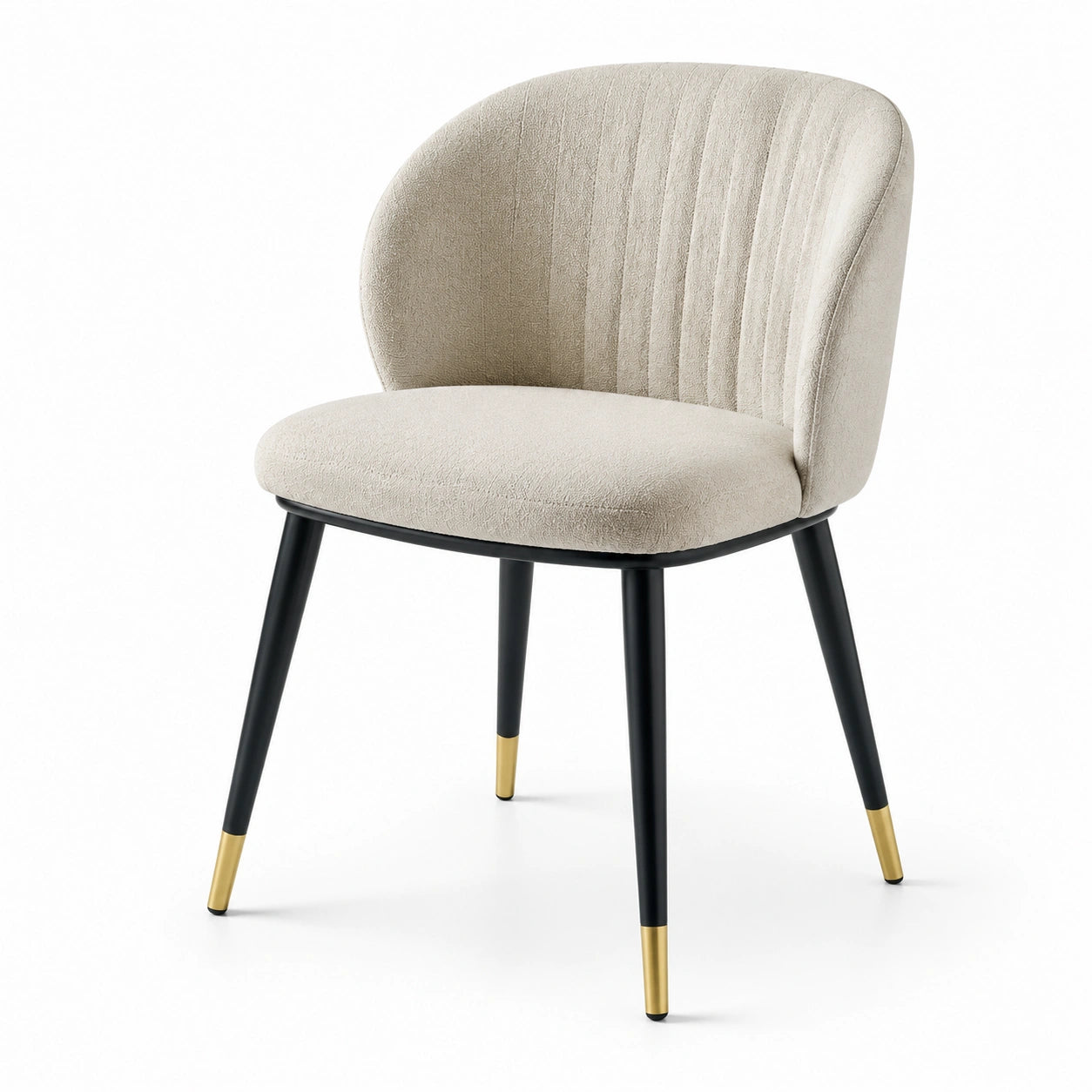 Esszimmerstuhl mit Polyesterbezug und Metallbeinen, beige