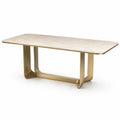 Rechteckiger Tisch aus Kunstmarmor und Edelstahl Beige/Gold 200x90x76 cm