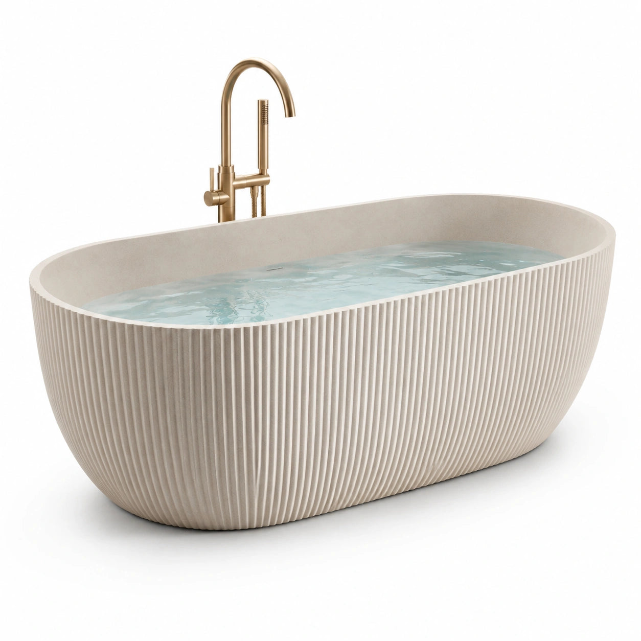 Freistehende Badewanne aus Verbundwerkstoff Beige 180x80x60 cm
