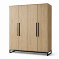 Kleiderschrank mit 4 Türen Holz Metall 200x180x60cm