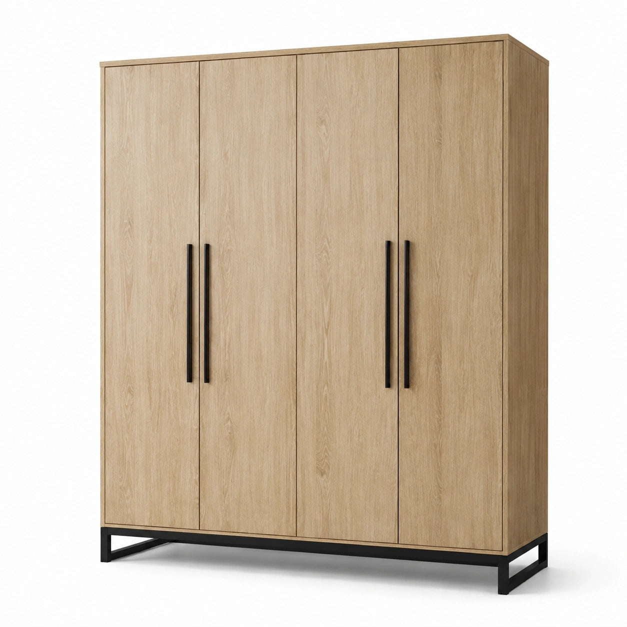 Kleiderschrank mit 4 Türen Holz Metall 200x180x60cm