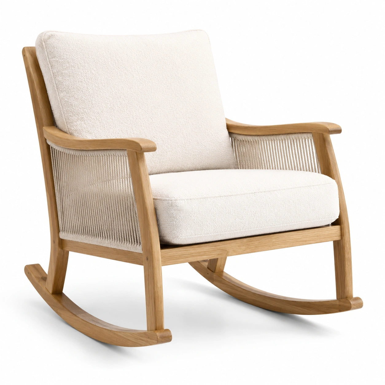 Schaukelstuhl Eichenholz Polyester Beige